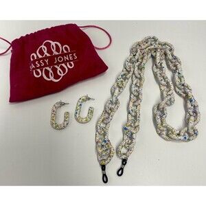 Sassy Jones Mask Or Eyeglasses Chain Holder & Matching Earrings Splatted Paint